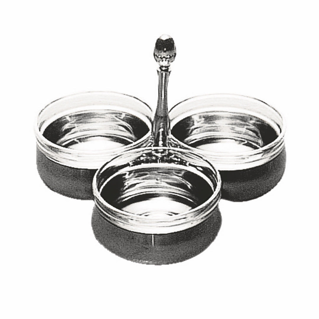 Snack Server With 3 Crystal Inserts; H: 5-7/8" D: 7-7/8" C: 5-1/8 Oz. X 3
