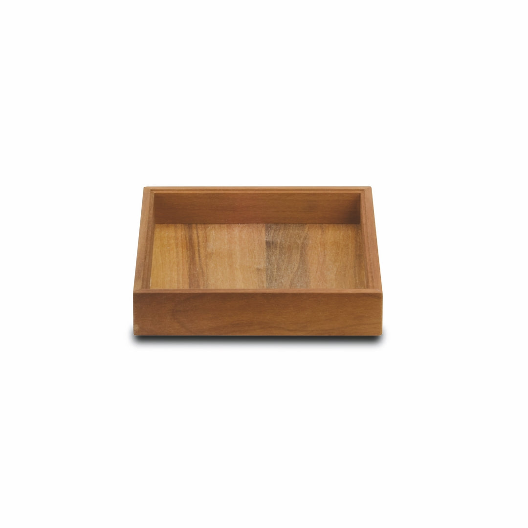 Wenge Wood Finish Square Basket; L: 7-7/8" W: 7-7/8" Walnut