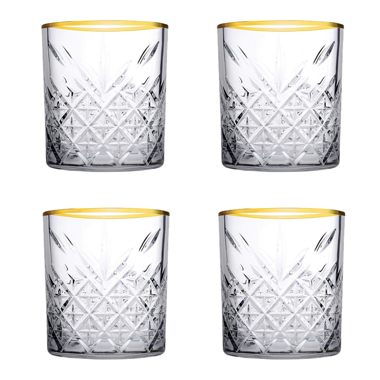 pasabahce-tumbler-met-gouden-rand-timeless-34-5-cl-transparant-goud-4-stuks_