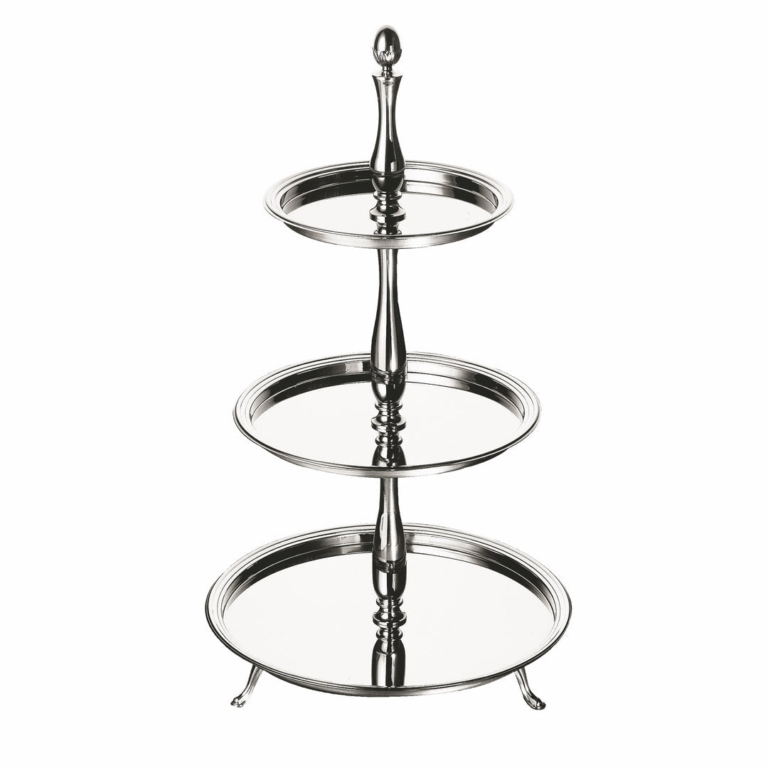 Petit-Fours Stand, 3 Layers;  H: 14-1/4", D: 5-1/8", 7-1/2", 10-3/8"