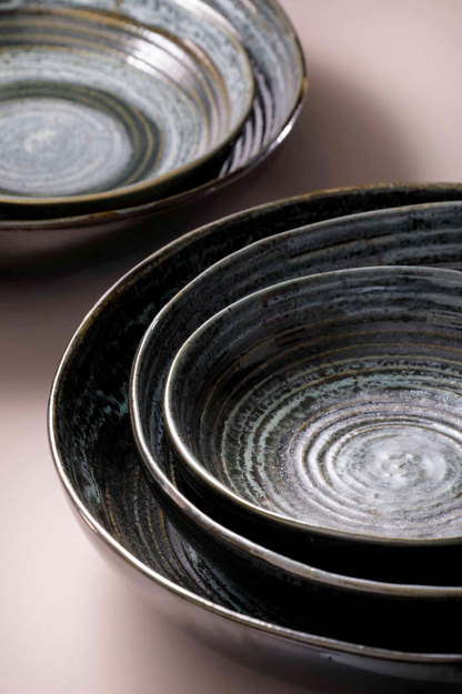 Palmer Bord diep coupe Metallic 22 cm Stoneware Zilver