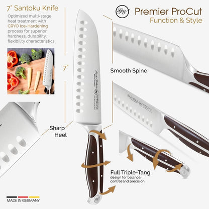 Ніж Gunter Wilhelm Thunder Santoku, 7 дюймів | Ручка з темно-коричневого ABS-пластику Артикул: 30-315-0407 