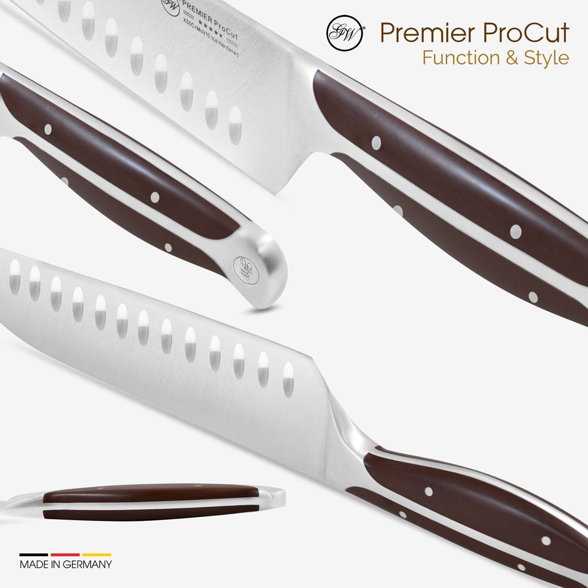 Ніж Gunter Wilhelm Thunder Santoku, 7 дюймів | Ручка з темно-коричневого ABS-пластику Артикул: 30-315-0407 
